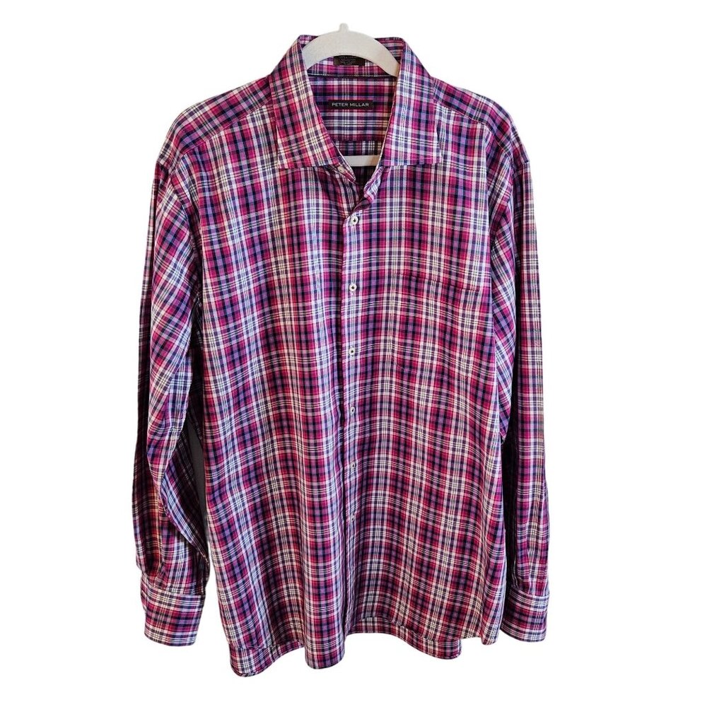 Peter Millar Men's Size XL  Long Sleeve Button Up Casual Shirt Colorful Plaid